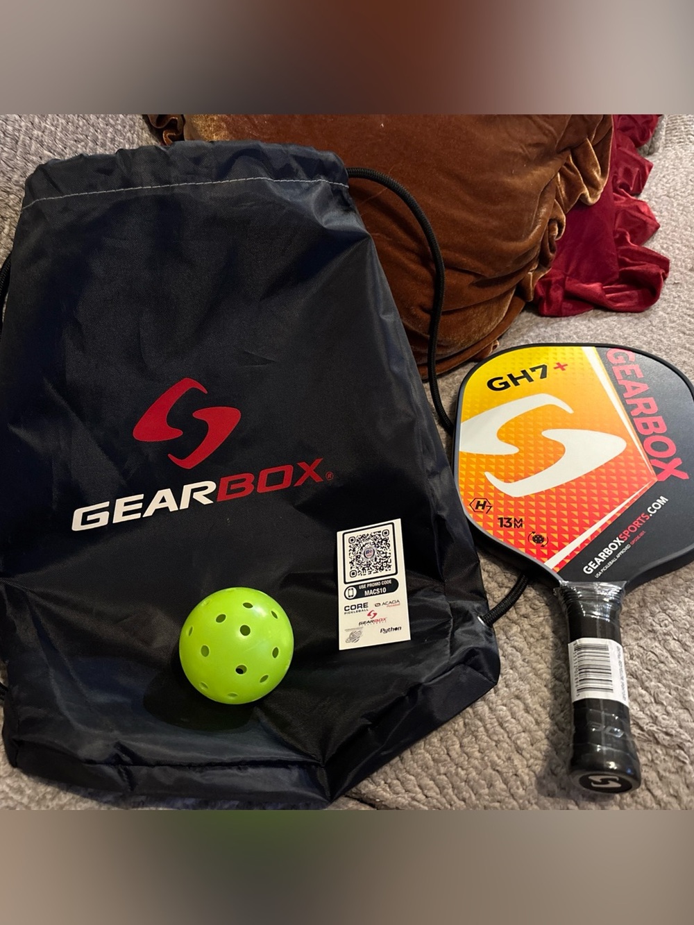 Gearbox GH7+ Pickleball Paddle 13mm w/ Carry Bag & Ball Excellent Condition